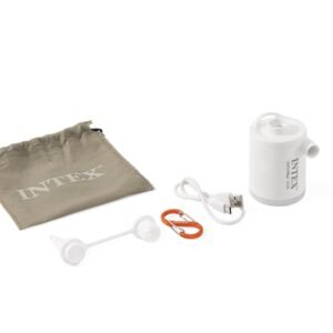 INTEX QuickFill USB Air Pump: Inflatates and Deflates Pool Floats and Airbeds – Includes 2 Interrconnecting Nozzles – Lightweight and Portable – Indoor and Outdoor Use