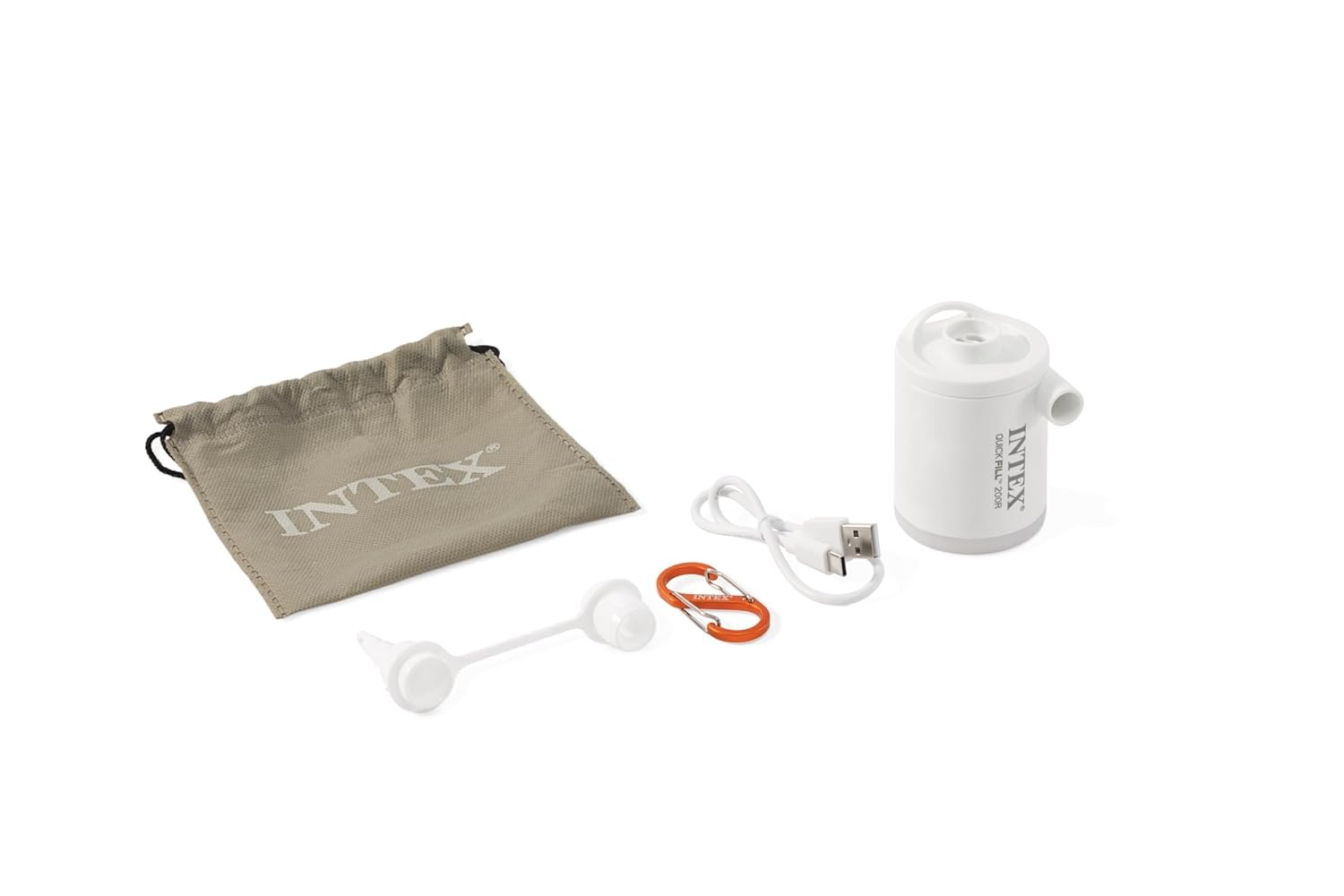 INTEX QuickFill USB Air Pump: Inflatates and Deflates Pool Floats and Airbeds - Includes 2 Interrconnecting Nozzles - Lightweight and Portable - Indoor and Outdoor Use